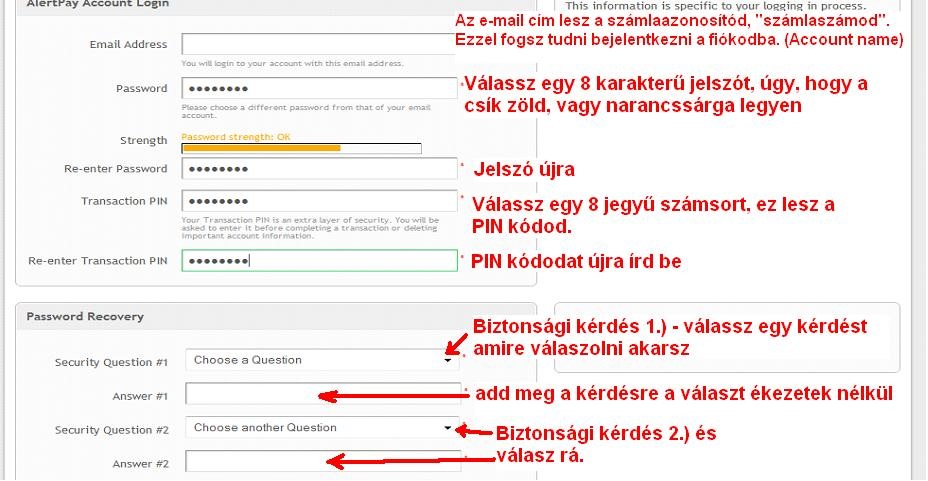 AlertPay onlinebank számlanyitás magyarul. Folytasd az űrlap kitöltését!