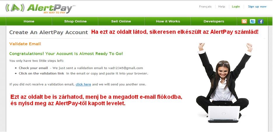 AlertPay onlinebank számlanyitás magyarul. Elkészült az AlertPay fiókod!