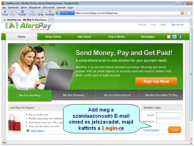 AlertPay onlinebank számlanyitás magyarul. Lépj be az AlertPay fiókodba!